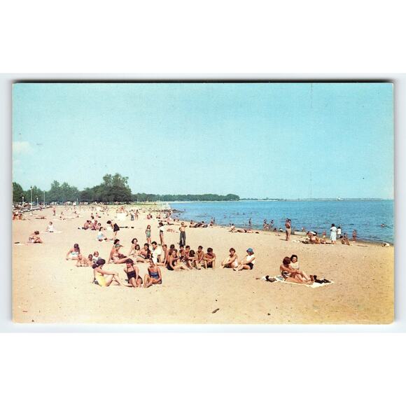 Seaside Park Bathing Beach Bridgeport CT Vintage Lithograph Postcard - Picture 1 of 2